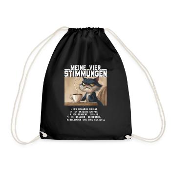 Lazy Tshirt Work Cat Funny Sarcasm Office - Drawstring Bag - black - Front