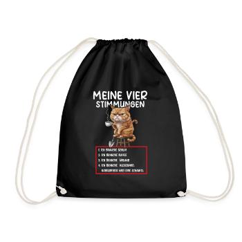 Lazy Tshirt Work Cat Funny Sarcasm Office - Drawstring Bag - black - Front