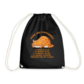 Lazy Tshirt Work Cat Funny Sarcasm Office - Drawstring Bag - black - Front