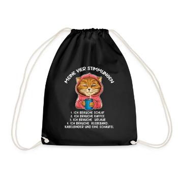 Lazy Tshirt Work Cat Funny Sarcasm Office - Drawstring Bag - black - Front