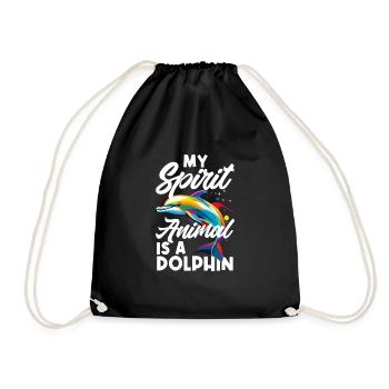 Mein Geisttier Ist Ein Delfin Buntes Design - Turnbeutel - Schwarz - Vorne
