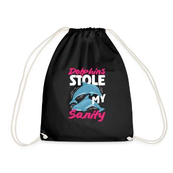 Dolphins stole my mind - Drawstring Bag - black - Front