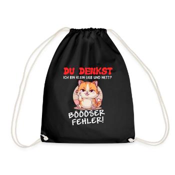 Cat Tshirt Kids Women Funny Small Sarcasm - Drawstring Bag - black - Front