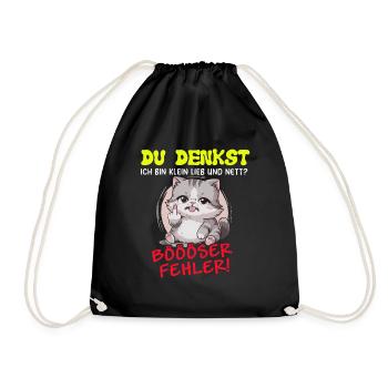 Cat Tshirt Kids Women Funny Small Sarcasm - Drawstring Bag - black - Front