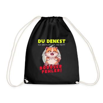 Cat Tshirt Kids Women Funny Small Sarcasm - Drawstring Bag - black - Front