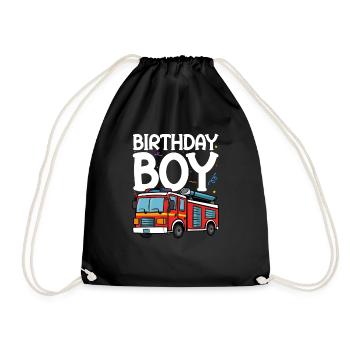 Birthday Boy Firefighter Birthday Boy - Drawstring Bag - black - Front