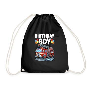 Anniversaire Garçon Pompier Anniversaire Garçon - Sac de sport léger - noir - Devant