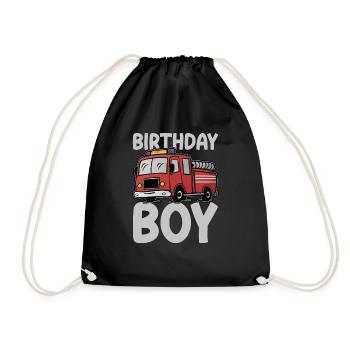 Birthday Boy Firefighter Birthday Boy - Drawstring Bag - black - Front