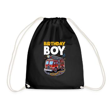 Birthday Boy Firefighter Birthday Boy - Drawstring Bag - black - Front
