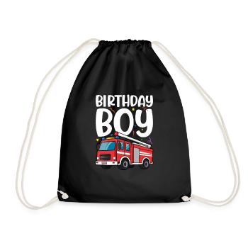 Birthday Boy Firefighter Birthday Boy - Drawstring Bag - black - Front