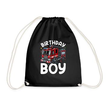 Anniversaire Garçon Pompier Anniversaire Garçon - Sac de sport léger - noir - Devant