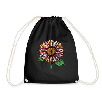 LGBTQ sunflower rainbow flags Diversity Human Righ - Drawstring Bag - black - Front