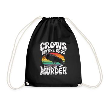 crows before bros Funny Saying Rainbow Gay - Drawstring Bag - black - Front