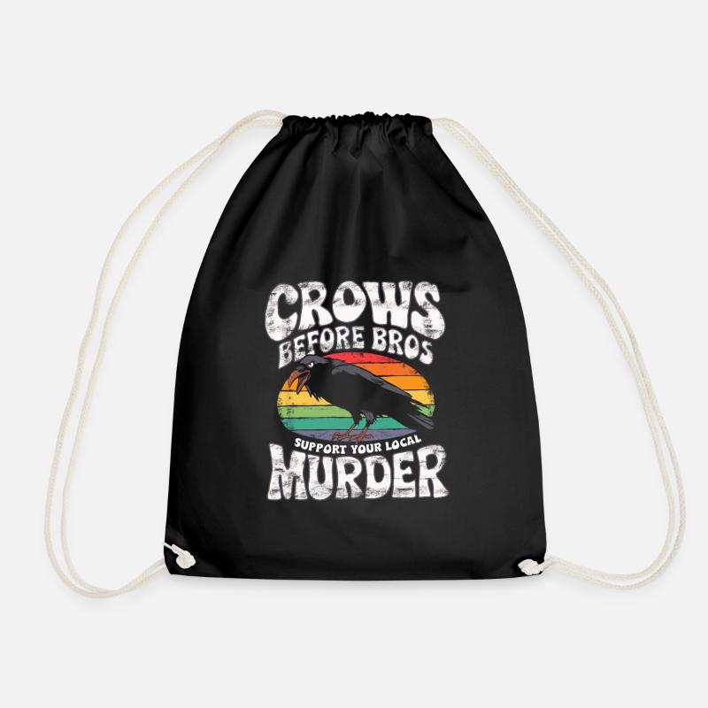 crows before bros Lustiger Spruch Regenbogen Gay - Turnbeutel - Schwarz