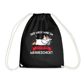 Unicorn Tshirt Funny Funny Humor Sarcasm Irony - Drawstring Bag - black - Front