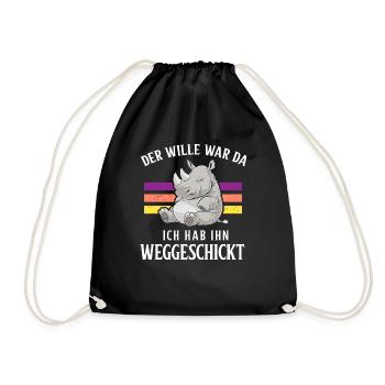 Rhino Tshirt Funny Funny Humor Sarcasm Irony - Drawstring Bag - black - Front