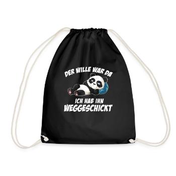 Panda Tshirt Funny Funny Humor Sarcasm Irony - Drawstring Bag - black - Front