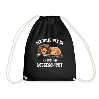 Lion Tshirt Funny Funny Humor Sarcasm Irony - Drawstring Bag - black - Front