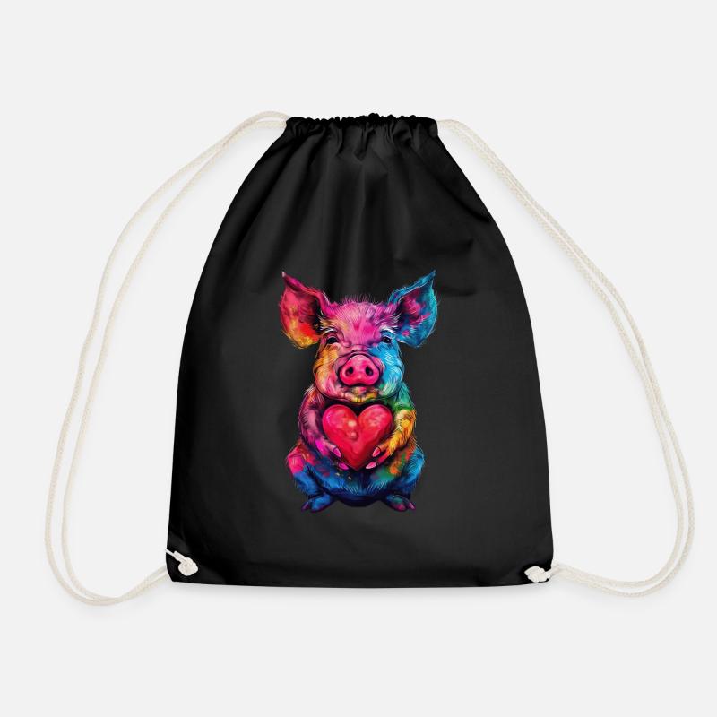 Schwein - Turnbeutel - Schwarz