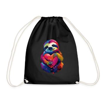 Sloth - Drawstring Bag - black - Front
