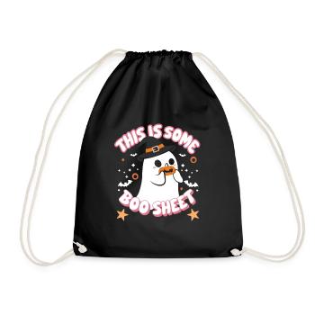 Funny Ghost This is Some Boo Sheet Halloween Costu - Drawstring Bag - black - Front