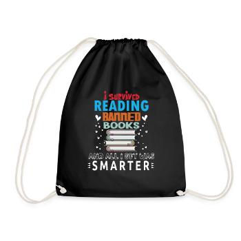 Womens I Survived Reading Banned Books - Drawstring Bag - black - Front