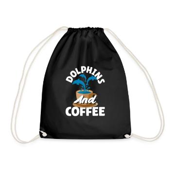 Dolphins and coffee lovers - Drawstring Bag - black - Front