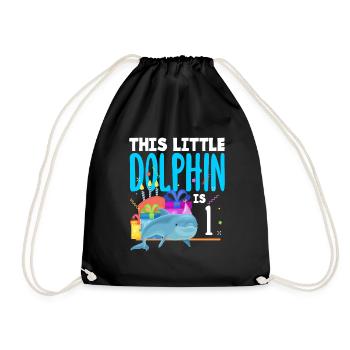 Dieser Kleine Delphin Ist 1 1. Geburtstag - Turnbeutel - Schwarz - Vorne