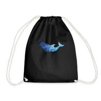 Underwater World Whale Silhouette Blue - Drawstring Bag - black - Front