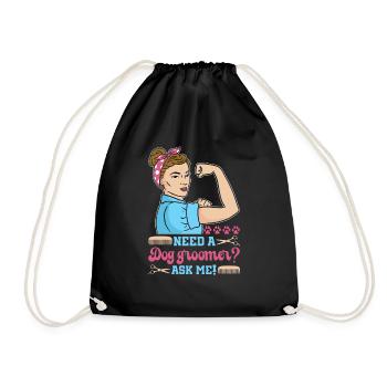 Dog Puppy Pet Care Job Salon - Drawstring Bag - black - Front