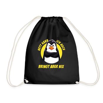 Penguin Tshirt Funny Funny Humor Sarcasm Office - Drawstring Bag - black - Front