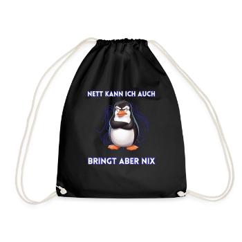 Penguin Tshirt Funny Funny Humor Sarcasm Office - Drawstring Bag - black - Front