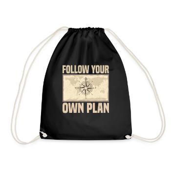 Follow Your Own Plan Compass - Turnbeutel - Schwarz - Vorne