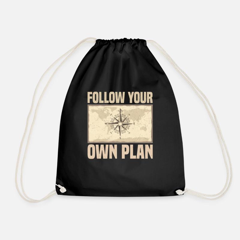 Follow Your Own Plan Compass - Turnbeutel - Schwarz