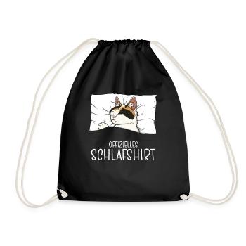 Offizielles Schlafshirt Japanische Bobtail Katze - Turnbeutel - Schwarz - Vorne