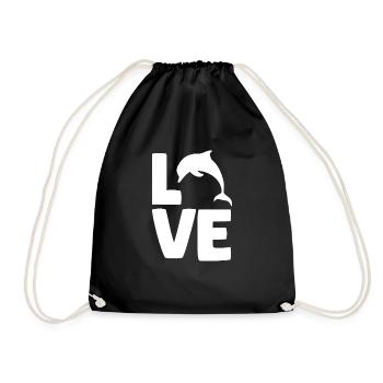 Liebe Delfin Ozean Tierfreunde Kunst - Turnbeutel - Schwarz - Vorne