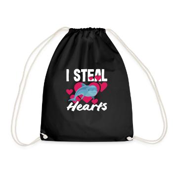 I Steal Hearts - Dolphin Love - Drawstring Bag - black - Front