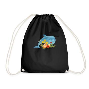 Dauphin avec de belles fleurs - Sac de sport léger - noir - Devant