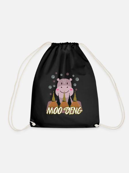 Moo Deng süsses Nilpferd baby tier - Turnbeutel - Schwarz