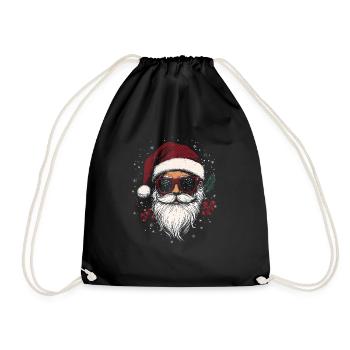 Frohe Weihnachten mit coolem Weihnachtsmann - Turnbeutel - Schwarz - Vorne