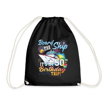 Celebrating 50th Birthday with a Cruise Adventure - Drawstring Bag - black - Front