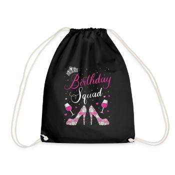 Birthday Squad Glamorous High Heels and Wine Desig - Drawstring Bag - black - Front
