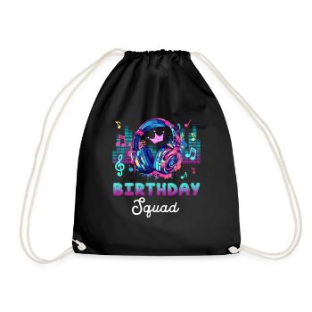 Music Lover's Birthday Squad Party Fun Graphic - Drawstring Bag - black - Front