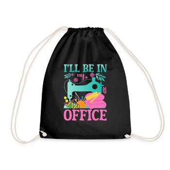 Quilt Knitting Crochet Sewing Machine Fabric - Drawstring Bag - black - Front