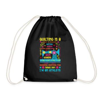 Quilt Knitting Crochet Sewing Machine Fabric - Drawstring Bag - black - Front