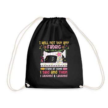 Quilt Knitting Crochet Sewing Machine Fabric - Drawstring Bag - black - Front