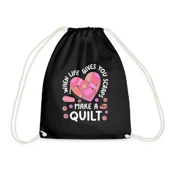 Quilt Knitting Crochet Sewing Machine Fabric - Drawstring Bag - black - Front