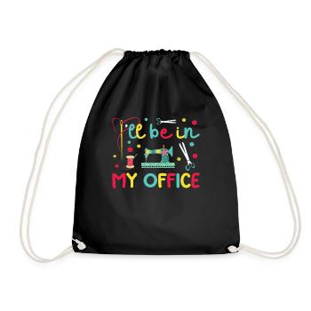 Quilt Knitting Crochet Sewing Machine Fabric - Drawstring Bag - black - Front