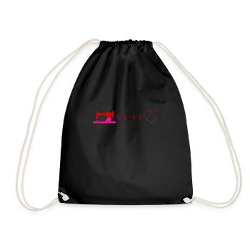 Quilt Knitting Crochet Sewing Machine Fabric - Drawstring Bag - black - Front