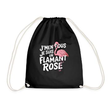 Ist mir egal, ich bin ein rosa Flamingo, Humor - Turnbeutel - Schwarz - Vorne